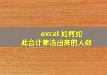 excel 如何如此合计筛选出来的人数